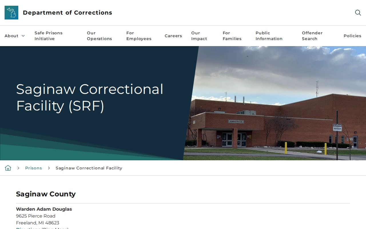 Official Saginaw Correctional Facility release contact page